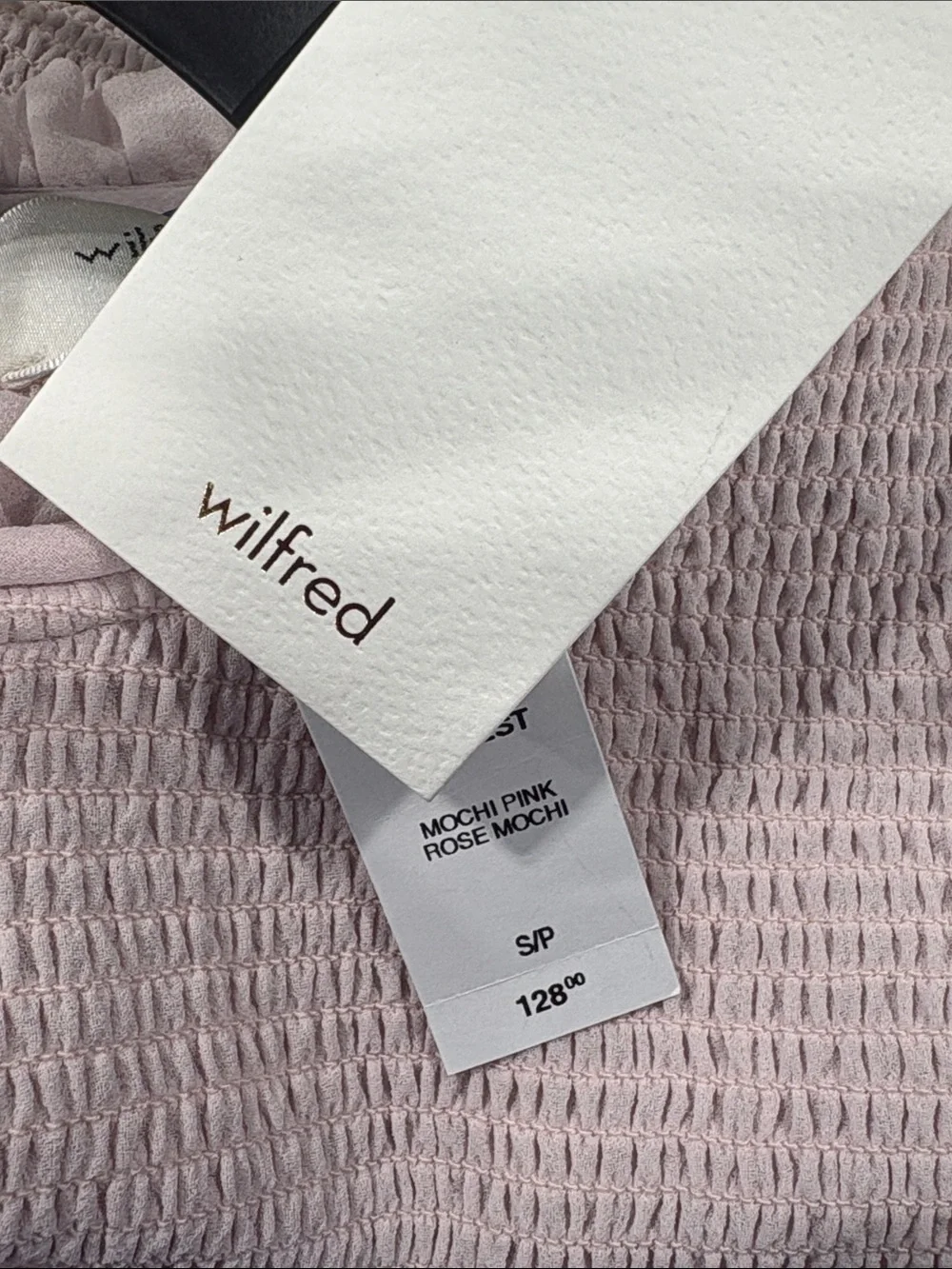 Wilfred Aritzia Tempest Mochi Pink Rose Smocked Square Neck Blouse Small